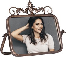 Desk Dresser Bronze Vanity Mirror - Metal Frame Square Rare picture