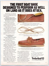 Timberland Boat Shoe First Designed Land Sea Leather Moccasin 1981 Print Ad picture