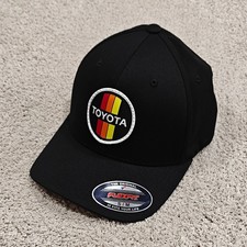 Toyota TRD Heritage Stripes Flexfit Hat Black Size S/M Vintage Retro Logo Cap picture