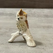 Vintage 70's Goebel W. Germany Spotted Horned Owl Branch Figurine Original Label picture