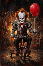Pennywise IT Clown Saw Jigsaw Billy the Puppet Red Balloon Mashup Horror Poster picture