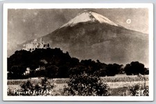Popocatépetl Volcano & Church on the Great Pyramid of Cholula Puebla Mexico RPPC picture