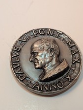 Vintage Vatican 800 Silver Medal Pope Paul VI 701M1 62 Grams Rare Coin Christian picture