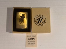 Vintage 1994 Marlboro Bucking Bronco Zippo Lighter Brass Unfired Windproof USA picture