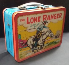 1954 Lone Ranger Metal Lunch Box ADCO Liberty RARE Blue Band Vtg Tonto Western picture