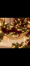 Martha Stewart Christmas Rocking Horse Figurine Gold Red Bow Holiday Decor Small picture