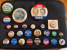 Vintage US Political Campaign Pinback Buttons Lot Carter Mondale Nixon McGovern picture