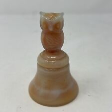 Boyd Crystal Art Slag Glass Owl Bell #32 Indian Orange 10-11-85 Made in USA 2nd picture