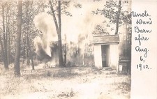J12/ Bass Lake Knox Indiana RPPC Postcard c1910 Barn Fire Disaster 154 picture