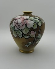 Antique Hand Painted Nippon Porcelain Vase Floral Design Gold Ground c. 1900s picture