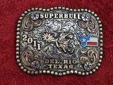 Bull Riding☆2011☆ RODEO Superbull CHAMPION☆Del Rio Texas☆TROPHY BUCKLE☆Rare☆W87 picture