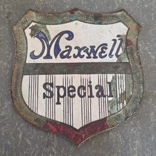 Antique Maxwell Special Radiator Emblem Badge Enamel Brass Era Auto Car Part picture