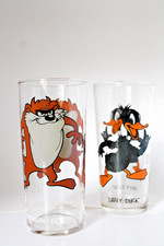 Vintage 1970s Pepsi Collector Series Glasses Daffy Duck Tasmanian Devil Lot 2 picture