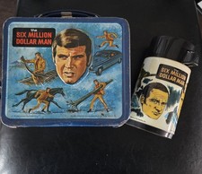 VINTAGE THE SIX MILLION DOLLAR MAN LUNCHBOX AND THERMOS Used. As is picture