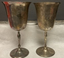 Set Of 2 Vintage Brass Leonard EPNS Metal Wine Goblets Chalices 7.5’ Tall picture
