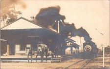 RPPC Oxford Ohio Railroad Depot Street Scene early 1900s NICE picture