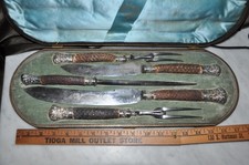 Vtg Harrison Bros & Howson Sheffield Carving Set Stag Horn  READ LOOK CAREFULLY picture