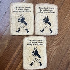3 Vintage Johnnie Walker Striding Man Bar Sponges Largest Selling Scotch Whisky picture