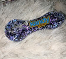 Kandy Glass Glycerin FREEZABLE Purple & Black Glitter GLOW IN THE DARK bowl Pipe picture