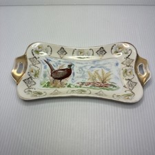 Antique Reinhold Schlegelmilch R.S. Hand Painted Porcelain Pheasant Fall Tray picture