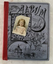 Antique Victorian Scrapbook Album 36 Pages Trade Cards Chromolithographs picture