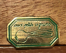 Vintage French Enamel Pin Aux Petits Oignons Cooked to Perfection  1990s picture