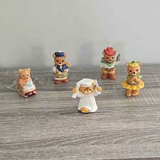 5-Pack Miniature Bear Figurines Ceramic Multicolor Animals Kids picture