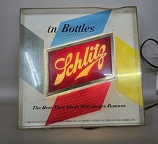 VINTAGE 1955 SCHLITZ BEER LIGHT UP SIGN 11” X 11” picture
