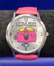 2009 LITTLE MISS CHATTERBOX Silver Tone Womens' Quartz Watch w/Pink Band *WORKS* picture