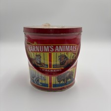 Vintage 1991 Nabisco Barnum's Animal Crackers Circus Tin Pail Lid Handle picture