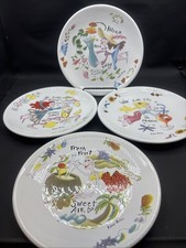 Whimsical Karen Rossi Art with Life Set of 4 Snack Plates Vintage picture