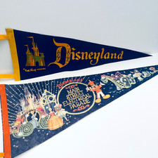 2 Vintage Disneyland Main Street Electric Parade Pennants Flags Disney Souvenirs picture