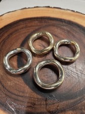 VTG Bold Wavy Napkin Rings Set 4 Silver Tone Metal 1.5