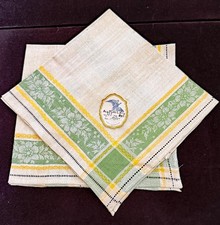 Vintage Czech Linen Damask Pastels on White Napkins NWT - Serves 6 B242 picture