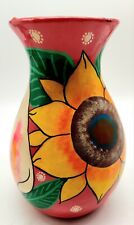 VINTAGE TERRACOTTA CLAY HAND PAINTED SUNFLOWER CALALILLY 7 .5