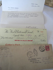 Check For $1.00 Last Will & Testament Emmett Idaho Letter Check Envelope 1923 picture