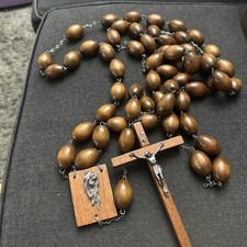 Vintage Olive Wood Rosary Beads Catholic Prayer , 67” Long picture