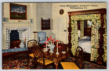 c1940s Great Bedchamber Governor's Palace Williamsburg VA Postcard Linen picture