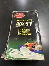 VTG Lady Dianne Heavy Duty Big Count Plasticware Cutlery, NOS, Box of 51, Sealed picture