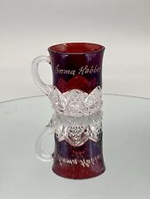 EAPG Cup Jefferson Glass Button & Arches Ruby Stained  Souvenir Antique Vintage picture