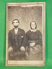 Antique Cart de Visite CDV Chin Curtain/ Lincoln/ Chinstrap Beard Man and Wife picture