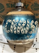 Vintage Franke blue ribbon Mica Stencil Christmas Ornament usa picture