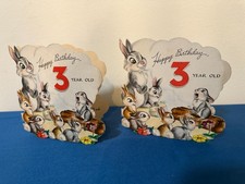 Two Vintage 1940s Disney Thumper and sisters Hallmark Birthday Cards from Bambi picture