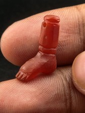 Vintage Antique Figure Carved leg In Agate As Bead Pendant picture