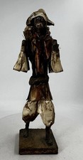 12” Vintage Mexican Folk Art Papier Mache Farmer Man Basket Figurine picture