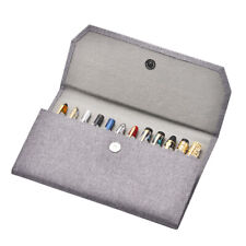 12 Slots Fountain Pen Case, Gray Canvas Pen Holder Display Pouch Bag Waterproof picture