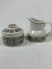 Vtg Royal Doulton FIREGLOW 8 oz Creamer & Sugar Bowl w/Lid Set TC1080 England EC picture