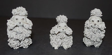 SPAGHETTI POODLE Dog Lot of 3 Small Mini Figurines Vintage Grey Gray picture