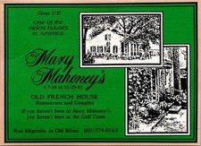 Mary Mahoney's Old French House Rue Magnolia on Old Biloxi 1989 MS Ad TAK4-M10 picture