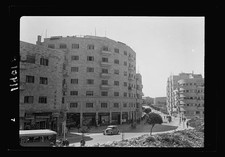 Photo:Jerusalem Israel King George Ave 1940s street scene buildings cars picture